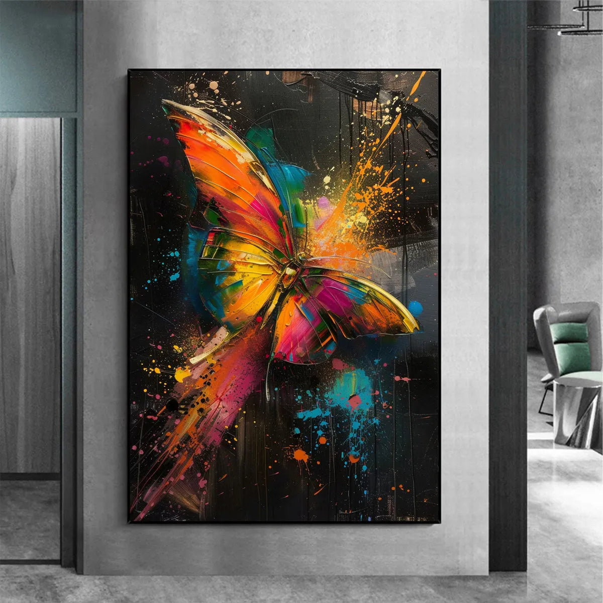 BUTTERFLY NEBULA: Colorful Butterfly Oil Painting on Canvas - Image 2