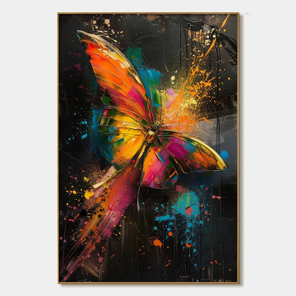 BUTTERFLY NEBULA: Colorful Butterfly Oil Painting on Canvas