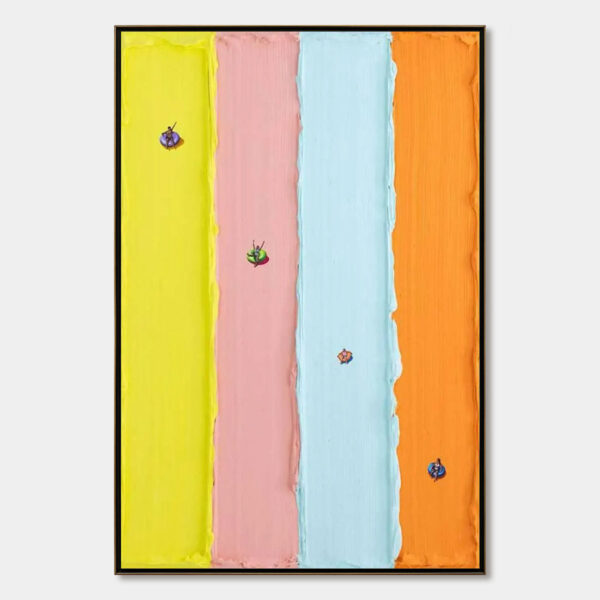 CANDY STRIPE SERENADE: Minimalist Pastel Textured Oil Painting