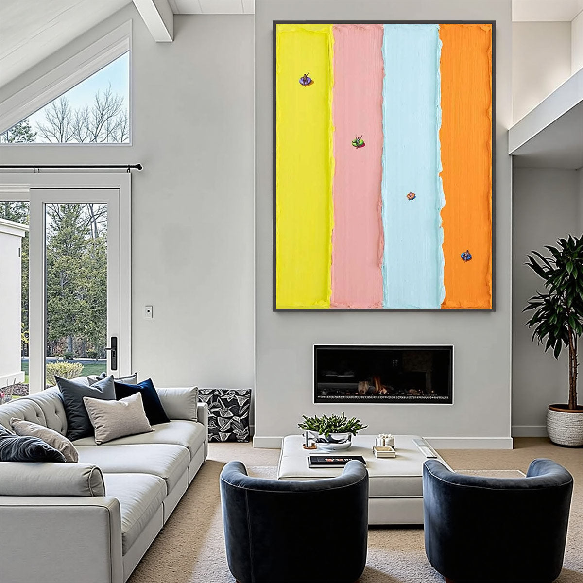 CANDY STRIPE SERENADE: Minimalist Pastel Textured Oil Painting - Image 8