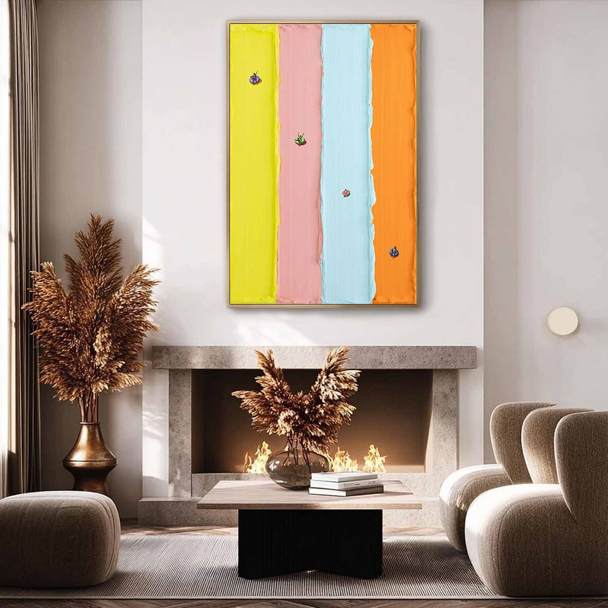 CANDY STRIPE SERENADE: Minimalist Pastel Textured Oil Painting - Image 7