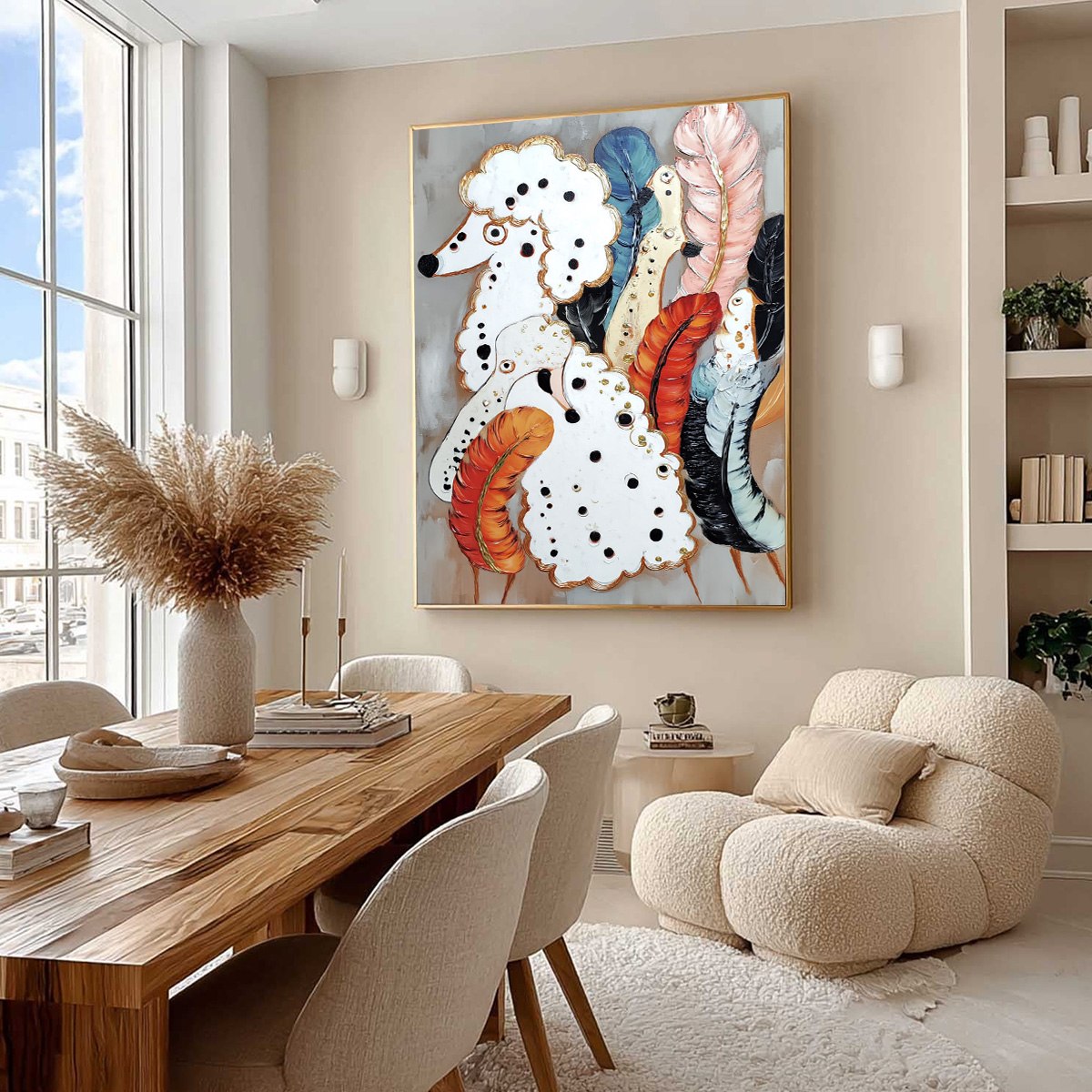 CANINE COUTURE: Whimsical Abstract Poodle and Feather Painting - Image 7