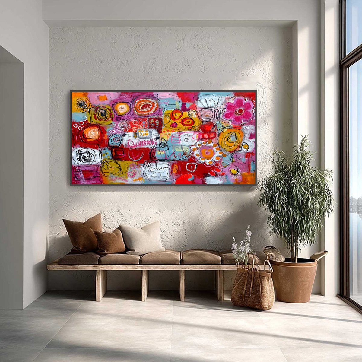 CARNIVAL OF COLORS: Large Colorful Abstract Painting for Modern Wall Decor - Image 4