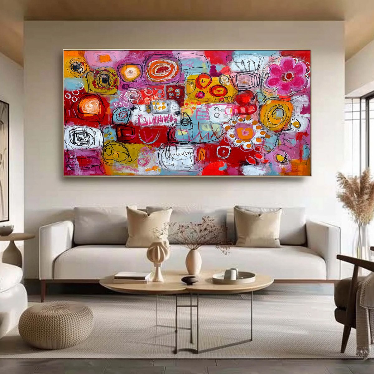 CARNIVAL OF COLORS: Large Colorful Abstract Painting for Modern Wall Decor - Image 2