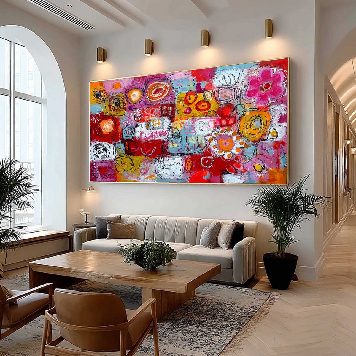 CARNIVAL OF COLORS: Large Colorful Abstract Painting for Modern Wall Decor - Image 7