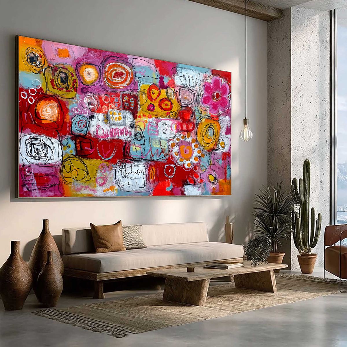 CARNIVAL OF COLORS: Large Colorful Abstract Painting for Modern Wall Decor - Image 8
