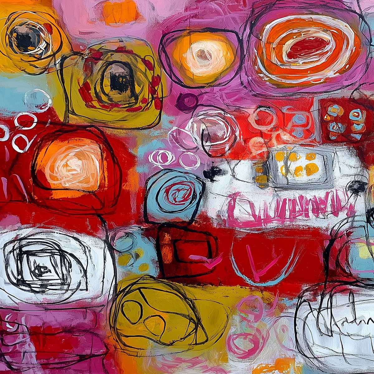 CARNIVAL OF COLORS: Large Colorful Abstract Painting for Modern Wall Decor - Image 3