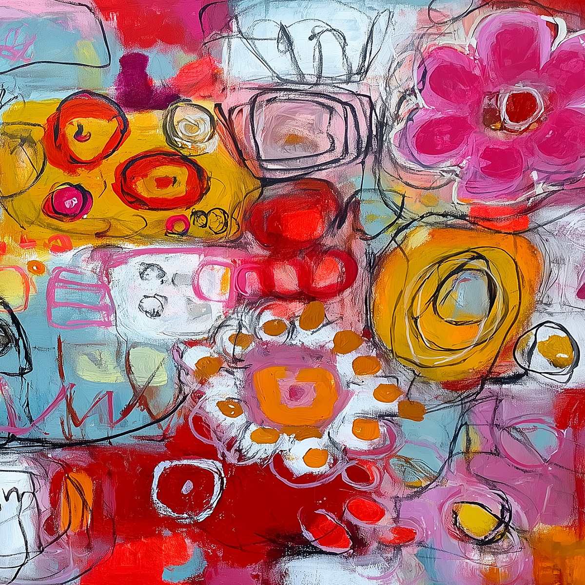 CARNIVAL OF COLORS: Large Colorful Abstract Painting for Modern Wall Decor - Image 5