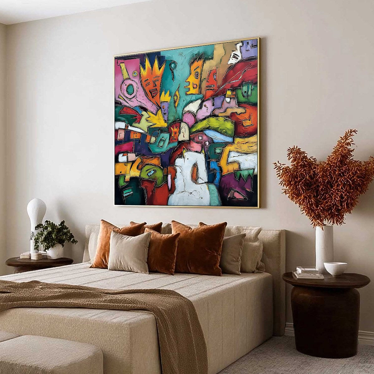 CARNIVAL OF KINGS: Vibrant Square Abstract Figurative Painting - Image 7