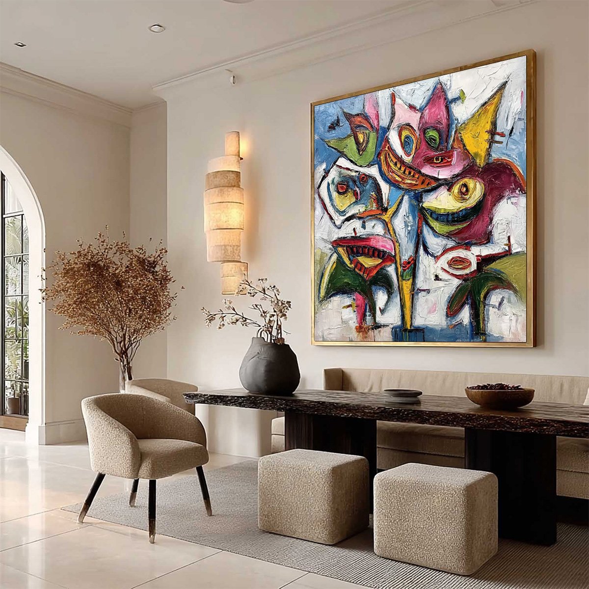 CARNIVAL OF SMILES: Large Colorful Abstract Impasto Wall Art - Image 8