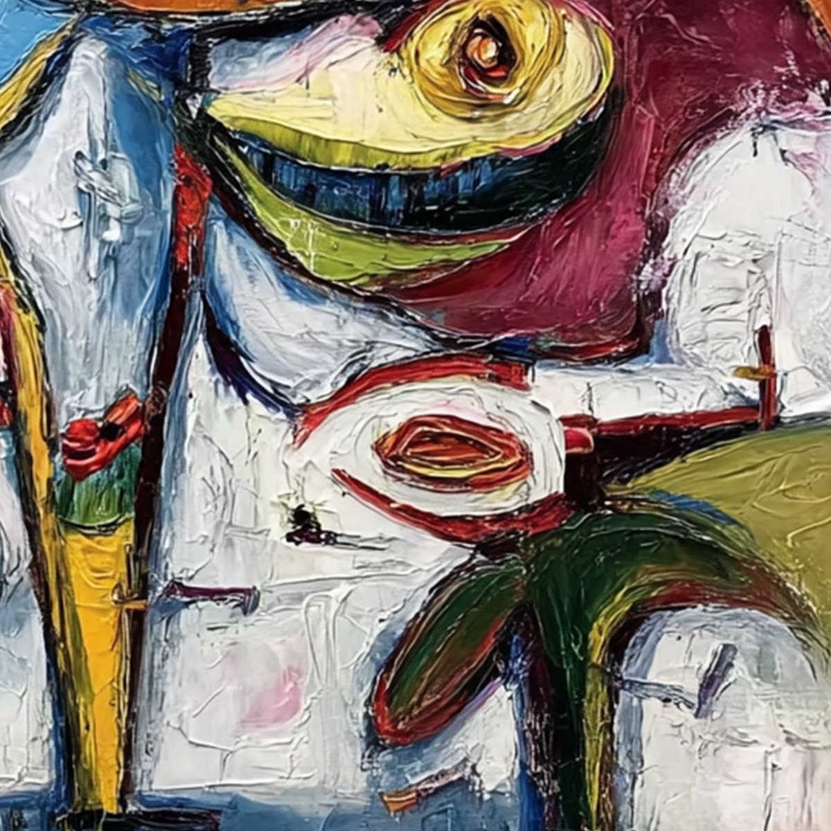 CARNIVAL OF SMILES: Large Colorful Abstract Impasto Wall Art - Image 5
