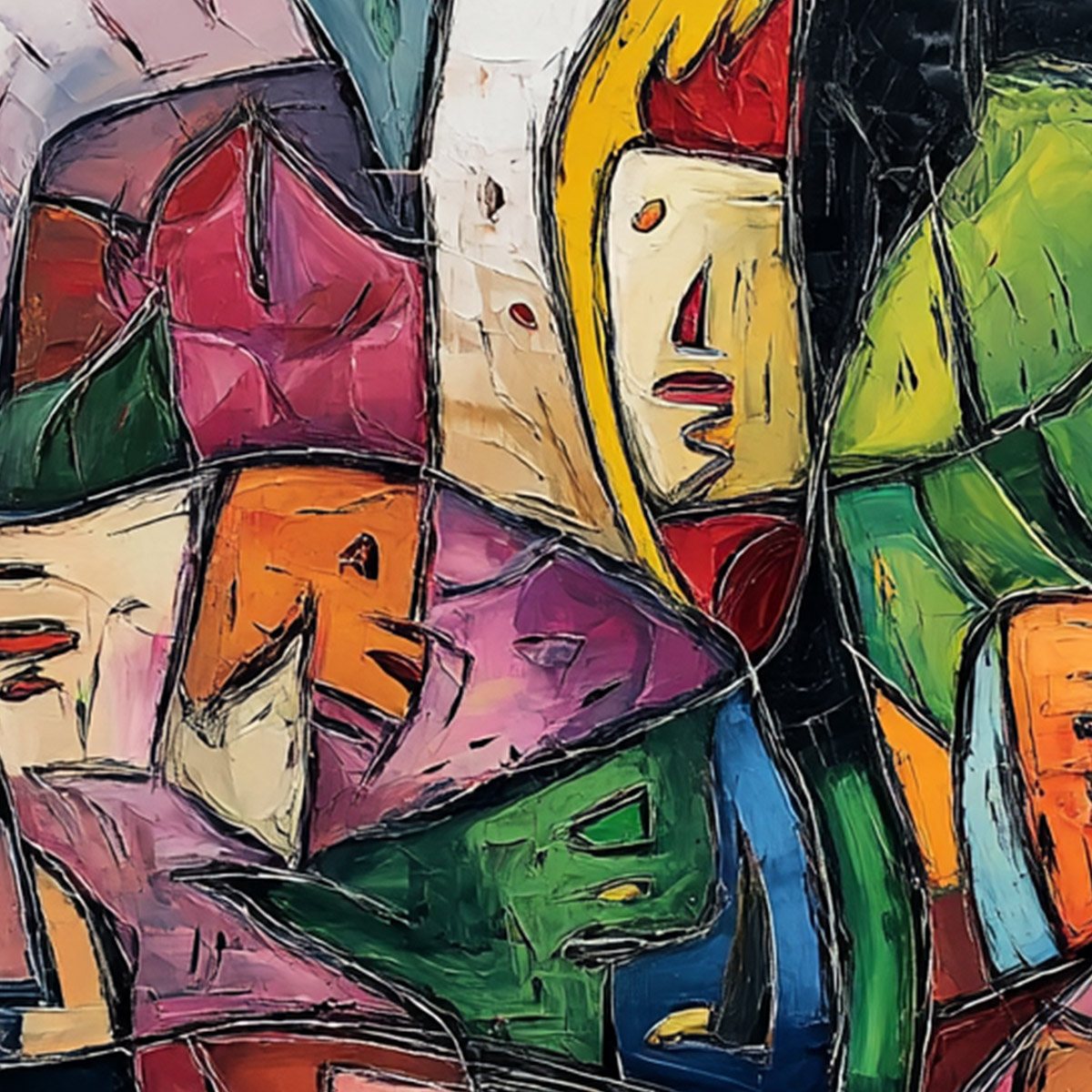 CARNIVAL OF SOULS: Large Colorful Abstract Figurative Wall Art - Image 5