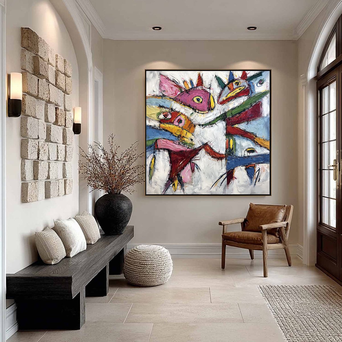 CARNIVAL OF SOULS: Large Colorful Abstract Impasto Wall Art - Image 4