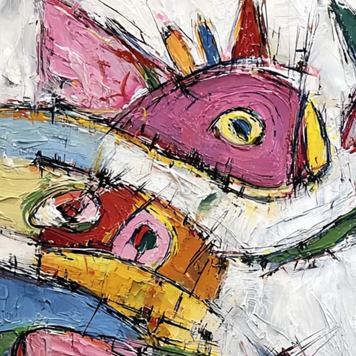 CARNIVAL OF SOULS: Large Colorful Abstract Impasto Wall Art - Image 3