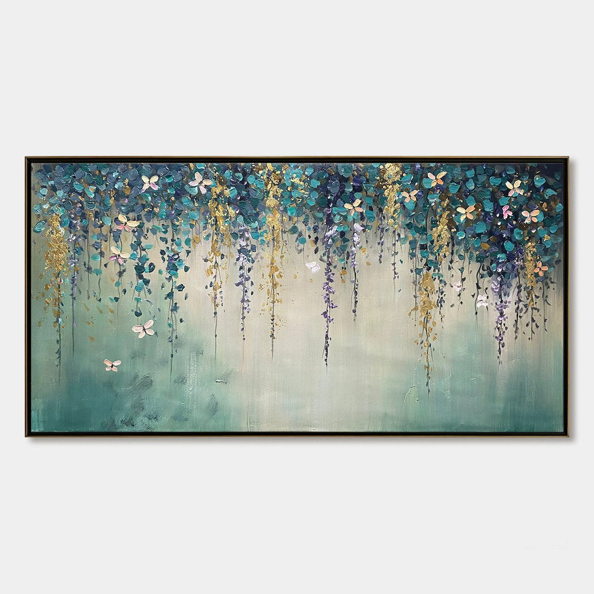 Ready to Ship | CASCADE: Panoramic Floral and Butterfly Oil Painting - Image 3