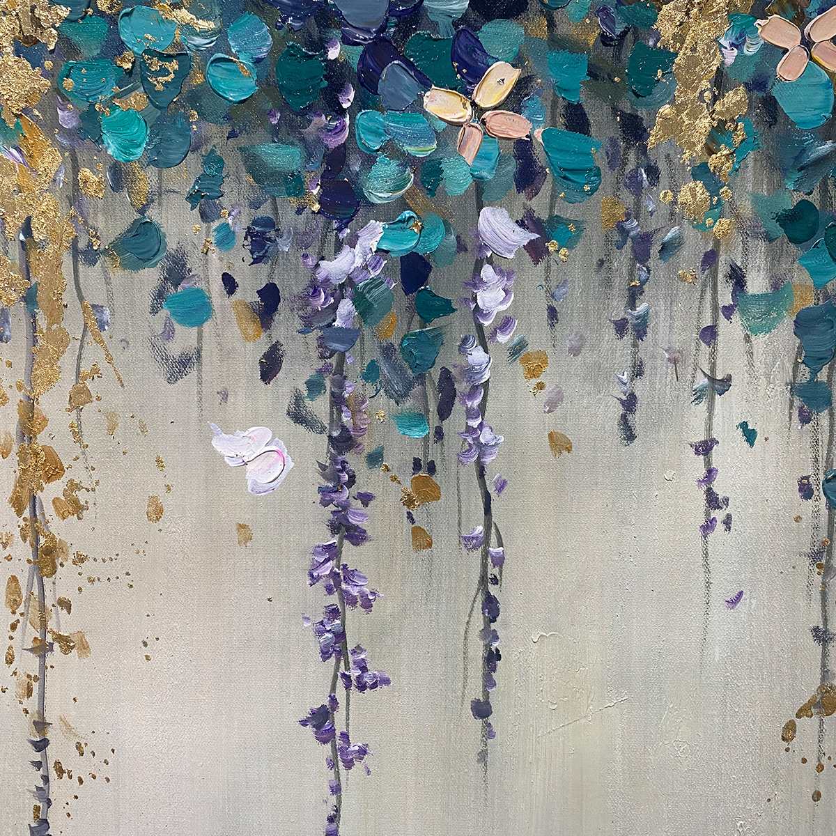 Ready to Ship | CASCADE: Panoramic Floral and Butterfly Oil Painting - Image 2
