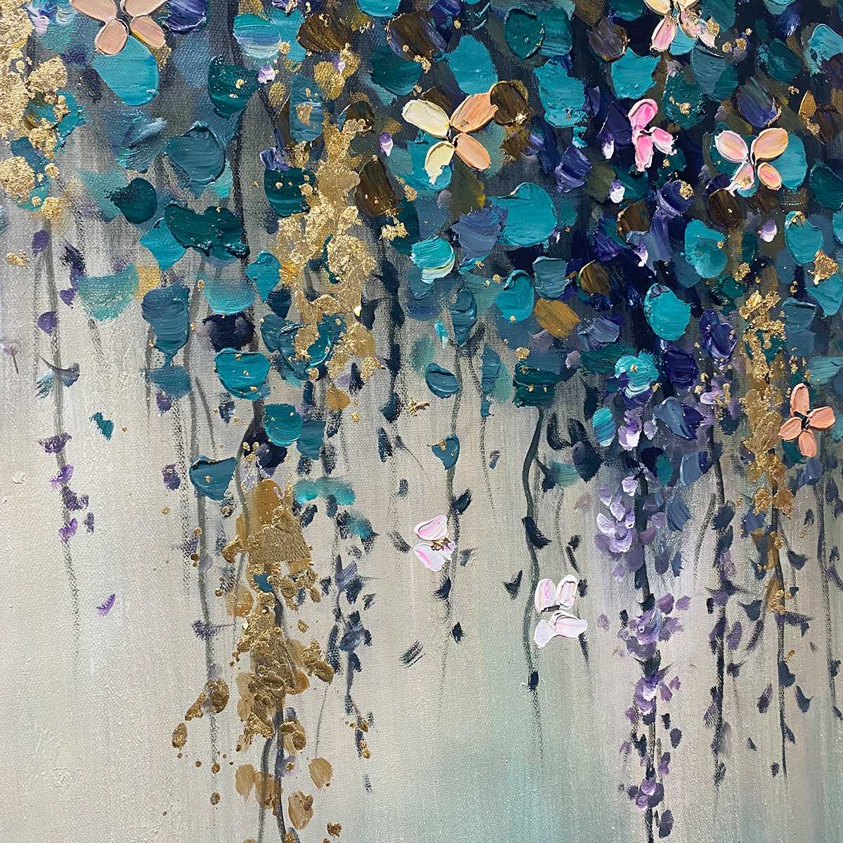 Ready to Ship | CASCADE: Panoramic Floral and Butterfly Oil Painting - Image 4