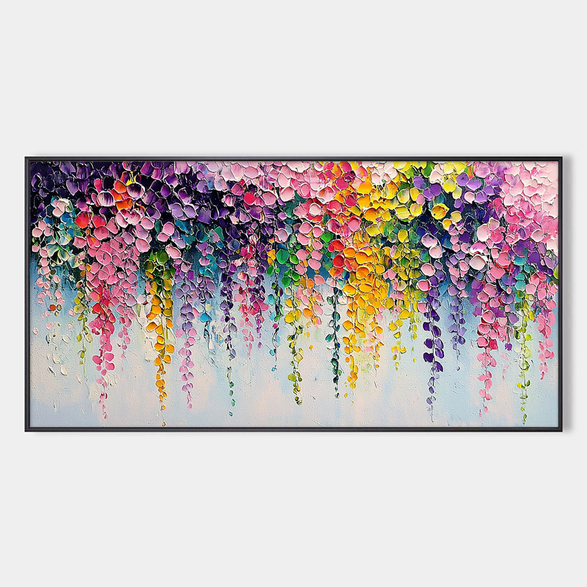 CASCADE OF COLOR: Textured Impasto Floral Oil Painting