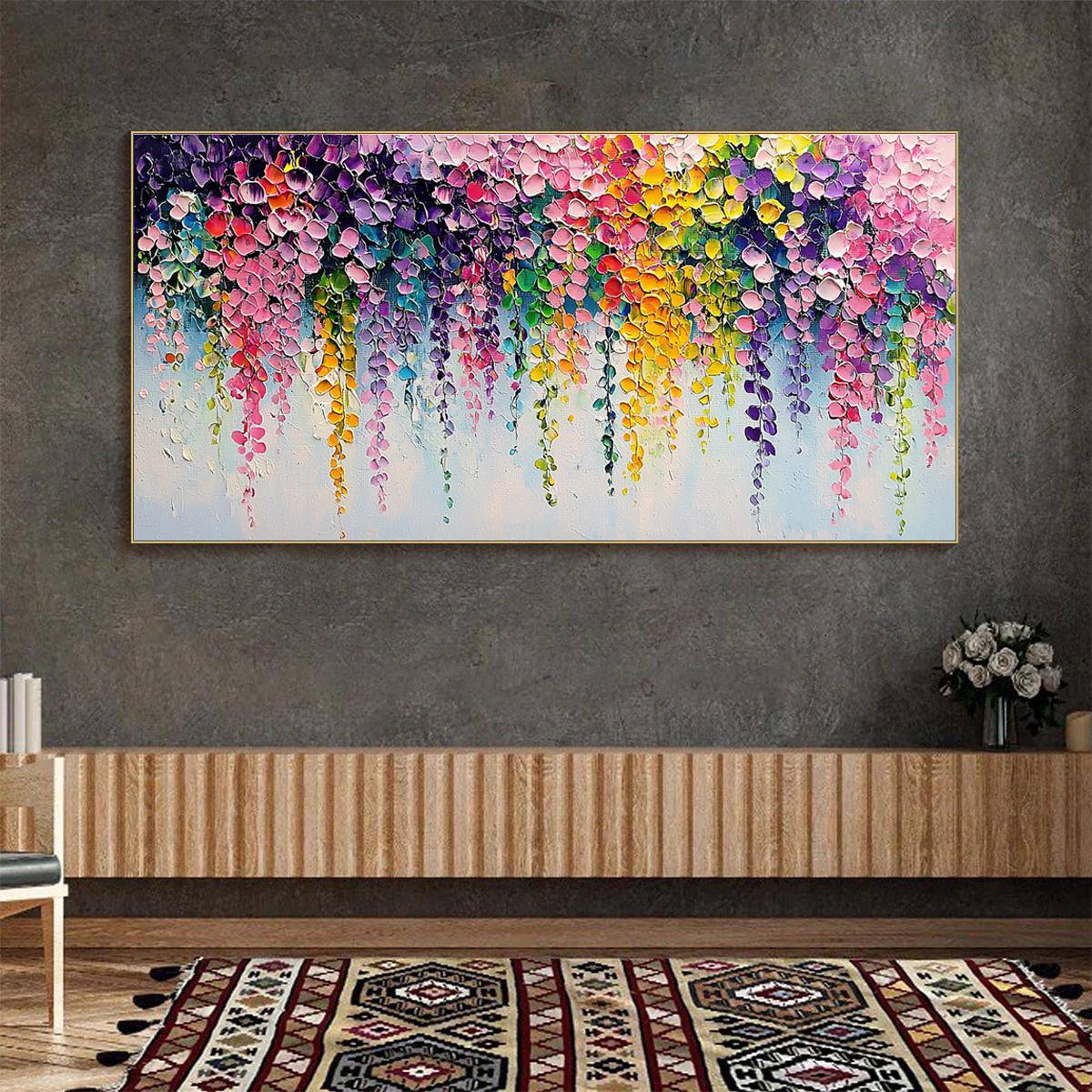 CASCADE OF COLOR: Textured Impasto Floral Oil Painting - Image 2