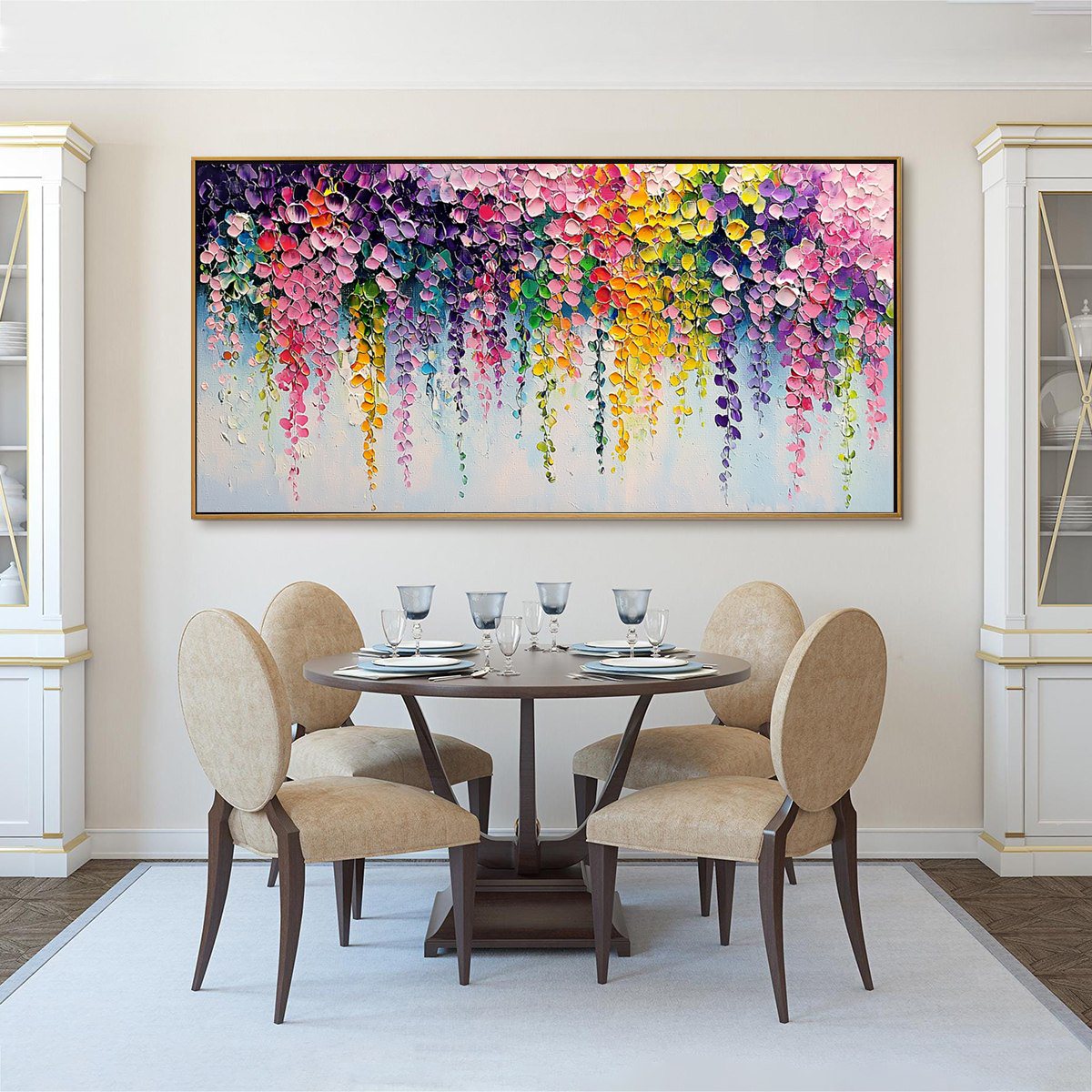 CASCADE OF COLOR: Textured Impasto Floral Oil Painting - Image 5