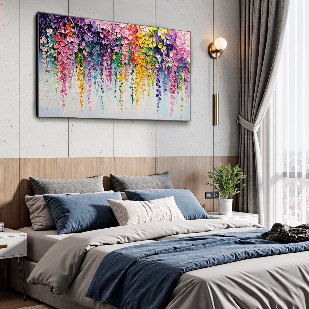 CASCADE OF COLOR: Textured Impasto Floral Oil Painting - Image 4