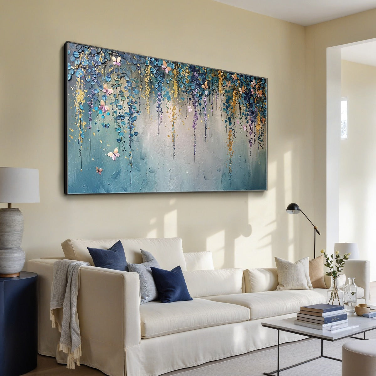 CASCADE: Panoramic Floral and Butterfly Oil Painting - Image 4