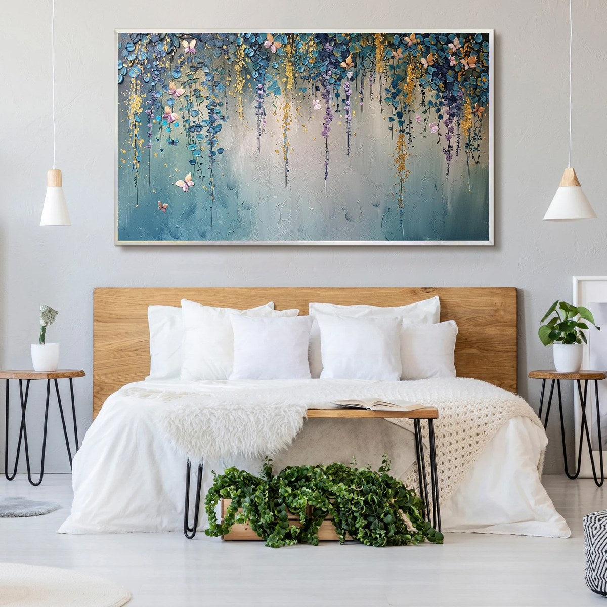 CASCADE: Panoramic Floral and Butterfly Oil Painting - Image 6