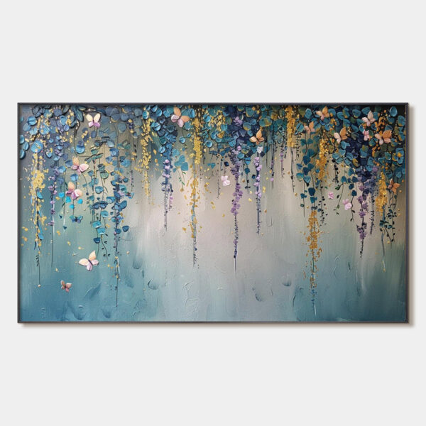 CASCADE: Panoramic Floral and Butterfly Oil Painting