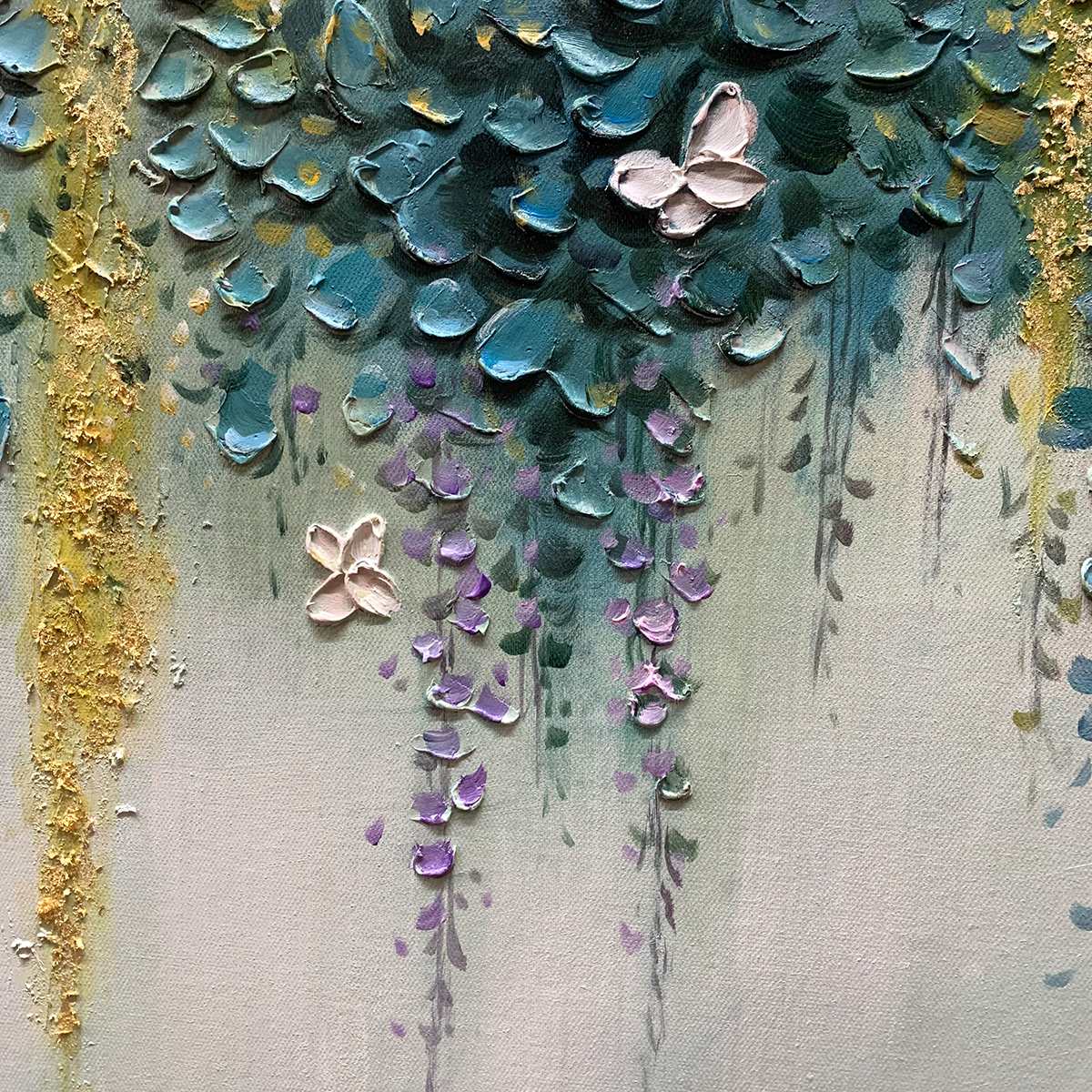 CASCADE: Panoramic Floral and Butterfly Oil Painting - Image 3