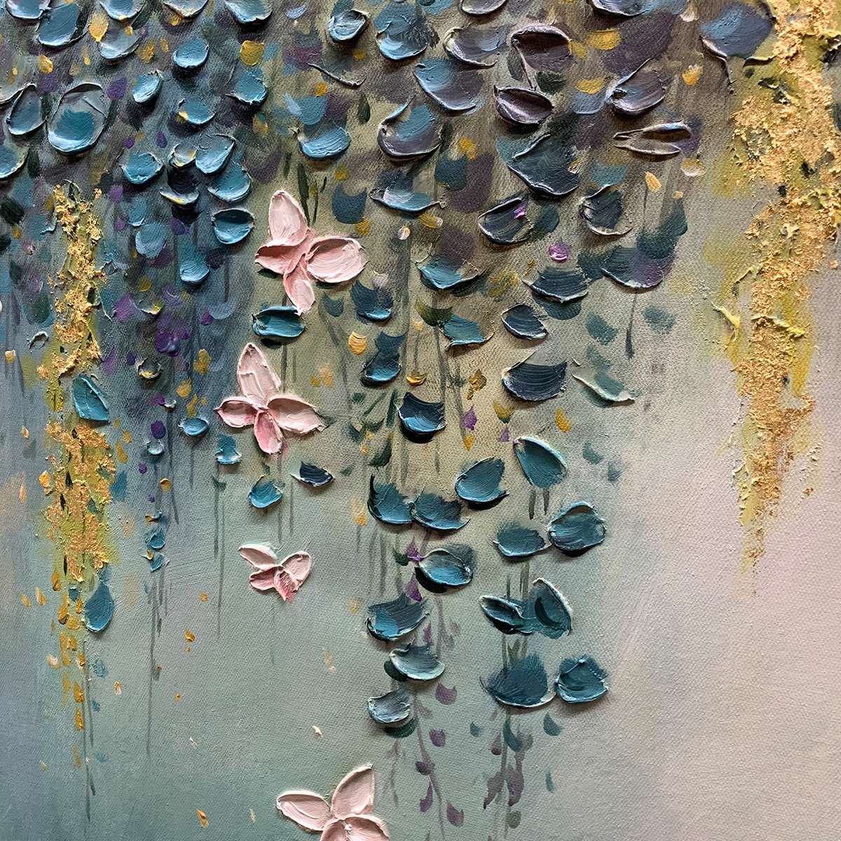 CASCADE: Panoramic Floral and Butterfly Oil Painting - Image 5