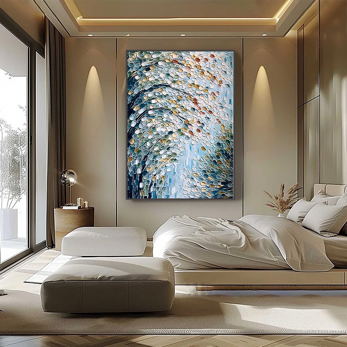 CASCADING PETALS: Heavy Texture Abstract Tree Impasto Painting - Image 6