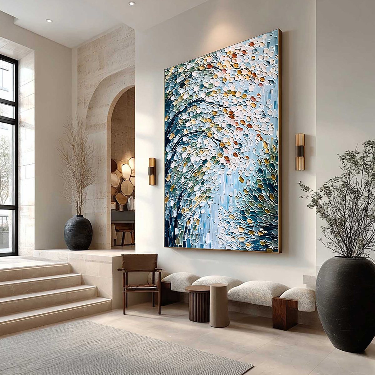 CASCADING PETALS: Heavy Texture Abstract Tree Impasto Painting - Image 7
