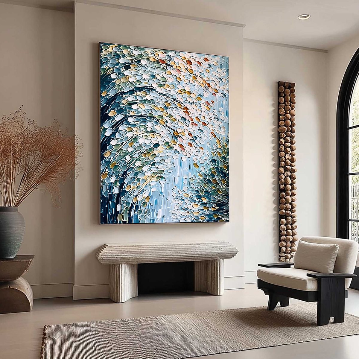 CASCADING PETALS: Heavy Texture Abstract Tree Impasto Painting - Image 8