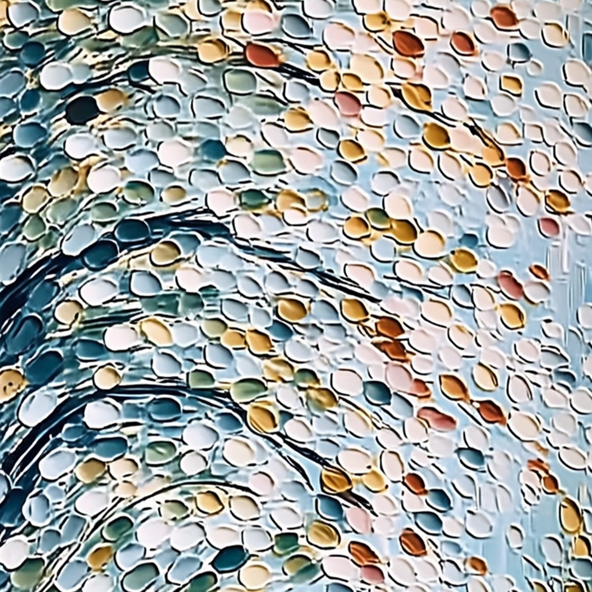 CASCADING PETALS: Heavy Texture Abstract Tree Impasto Painting - Image 3