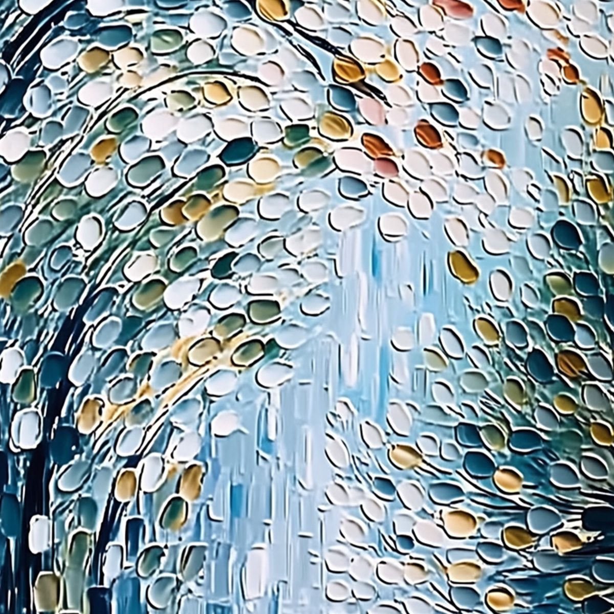 CASCADING PETALS: Heavy Texture Abstract Tree Impasto Painting - Image 5