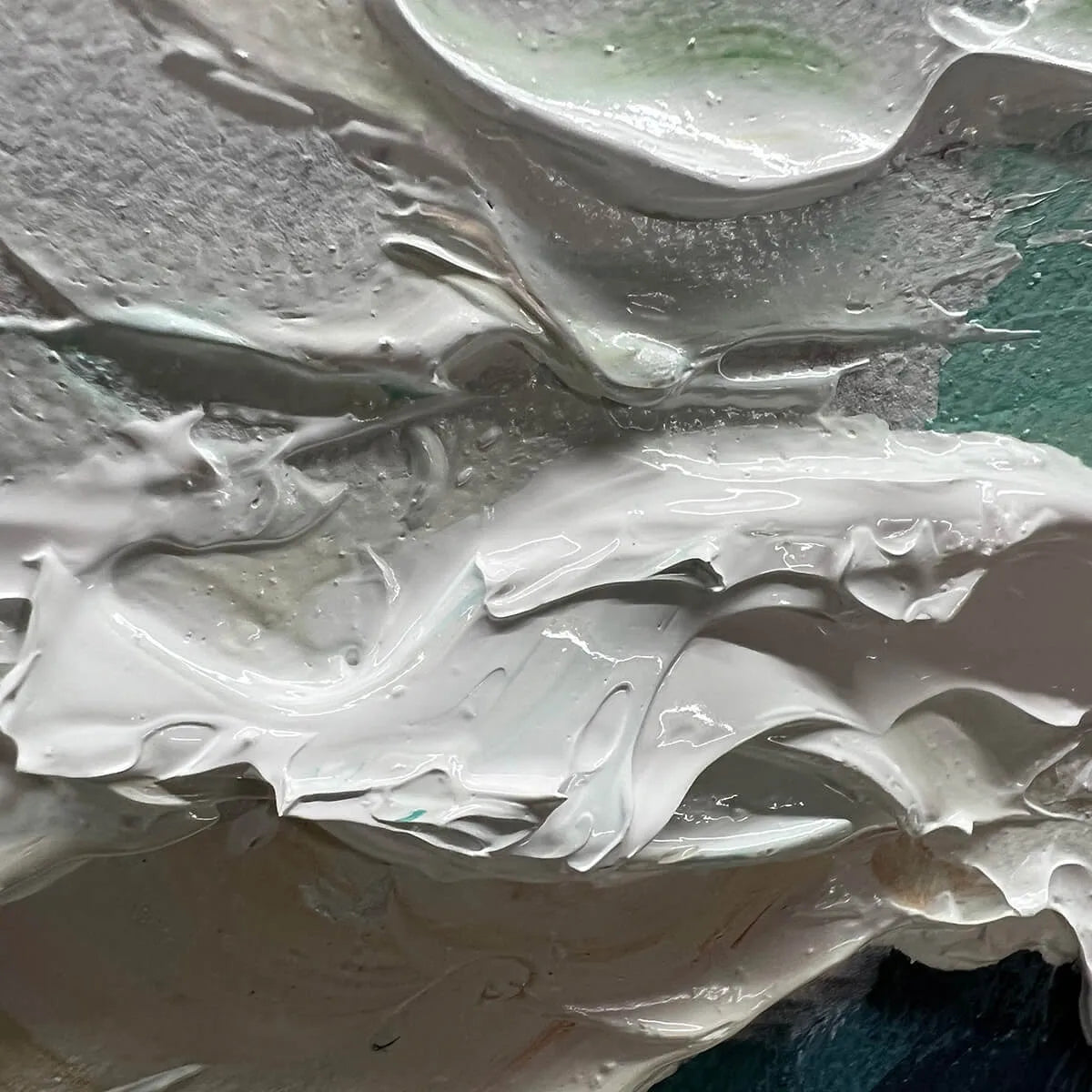 CATCHING THE WAVE: Textured Surfers Ocean Scene Oil Painting - Image 5