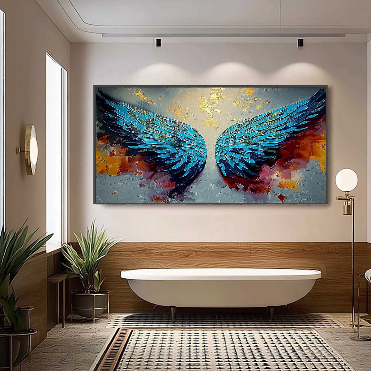 CELESTIAL ASCENT: Abstract Angel Wings Impasto Oil Painting with Gold Leaf - Image 6