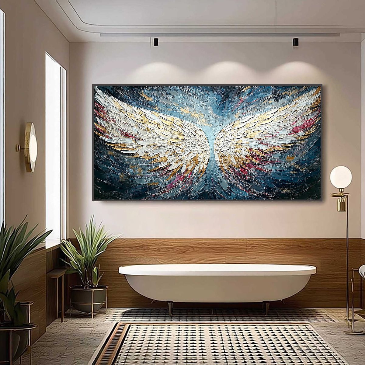 CELESTIAL ASCENT: Heavily Textured Abstract Angel Wings Oil Painting - Image 6