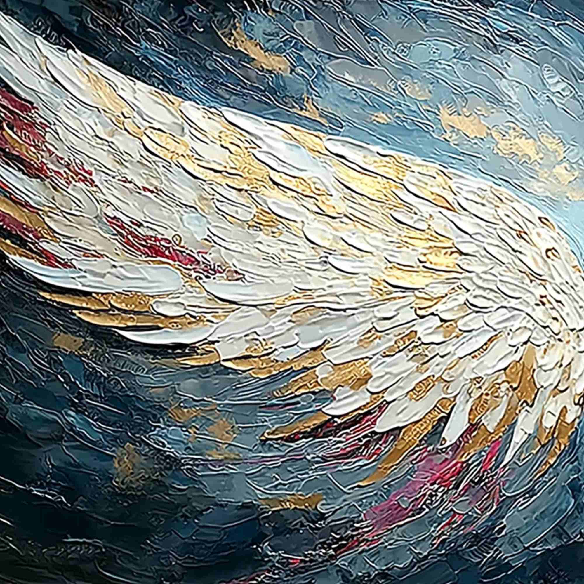 CELESTIAL ASCENT: Heavily Textured Abstract Angel Wings Oil Painting - Image 3