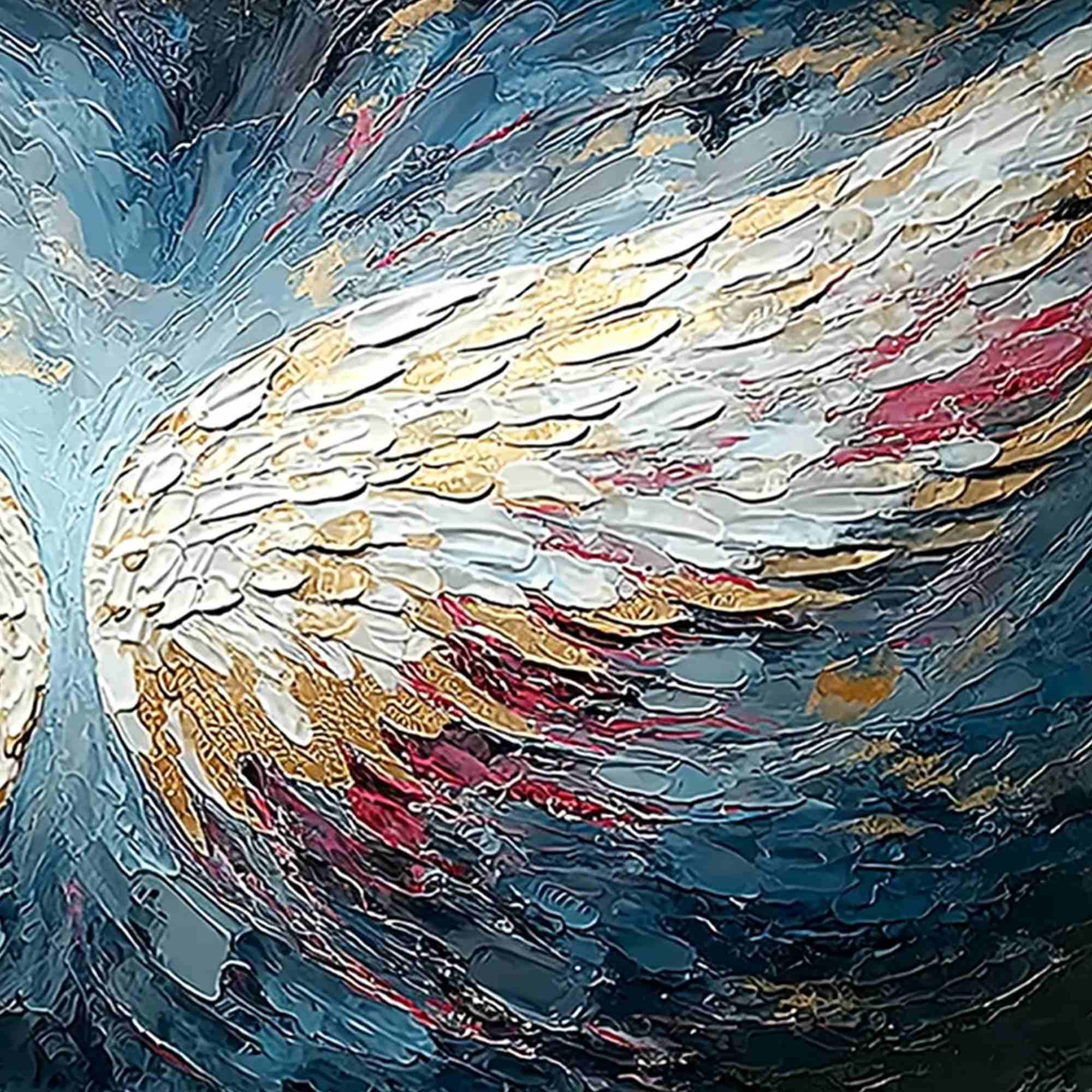 CELESTIAL ASCENT: Heavily Textured Abstract Angel Wings Oil Painting - Image 5