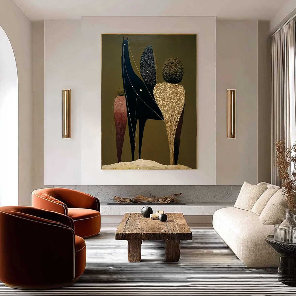 CELESTIAL CARAVAN: Abstract Figurative Painting with Earthy Tones - Image 4