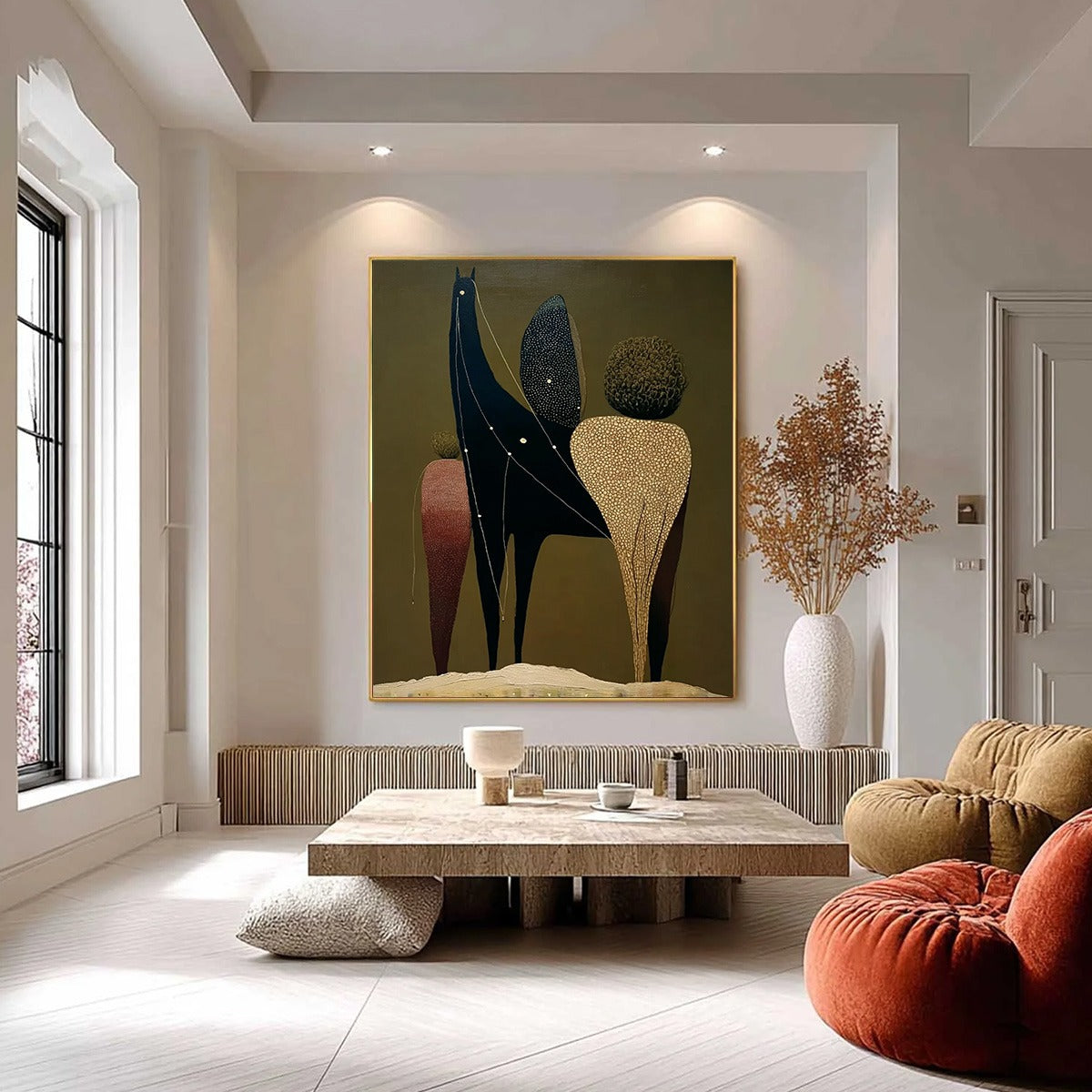 CELESTIAL CARAVAN: Abstract Figurative Painting with Earthy Tones - Image 2