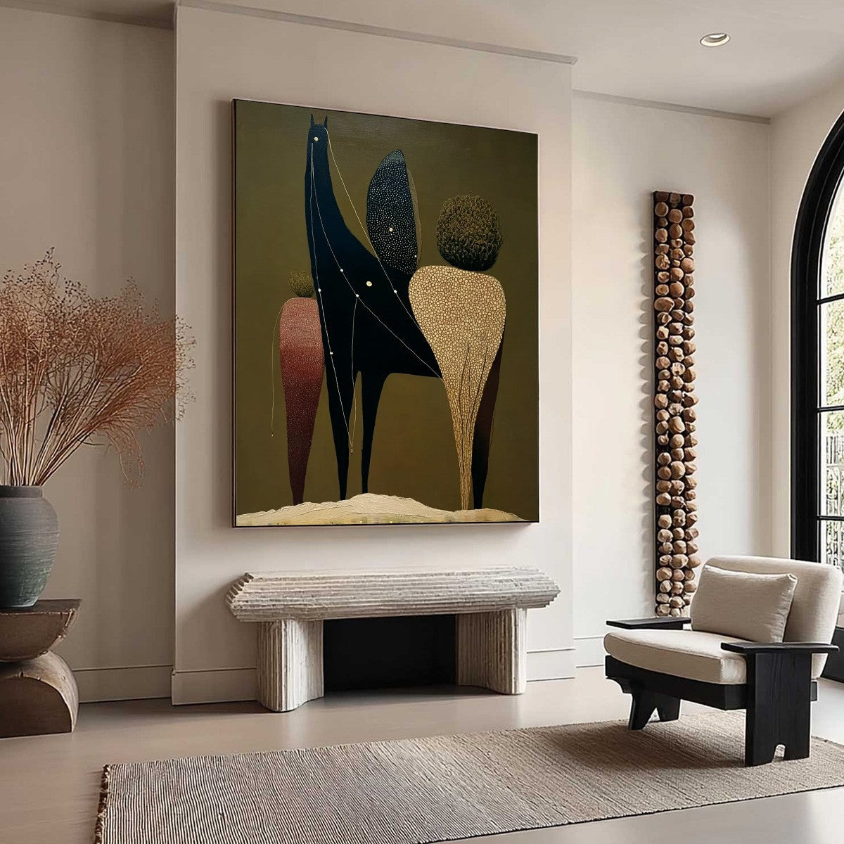 CELESTIAL CARAVAN: Abstract Figurative Painting with Earthy Tones - Image 8