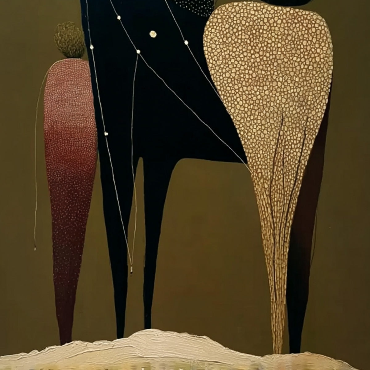CELESTIAL CARAVAN: Abstract Figurative Painting with Earthy Tones - Image 5