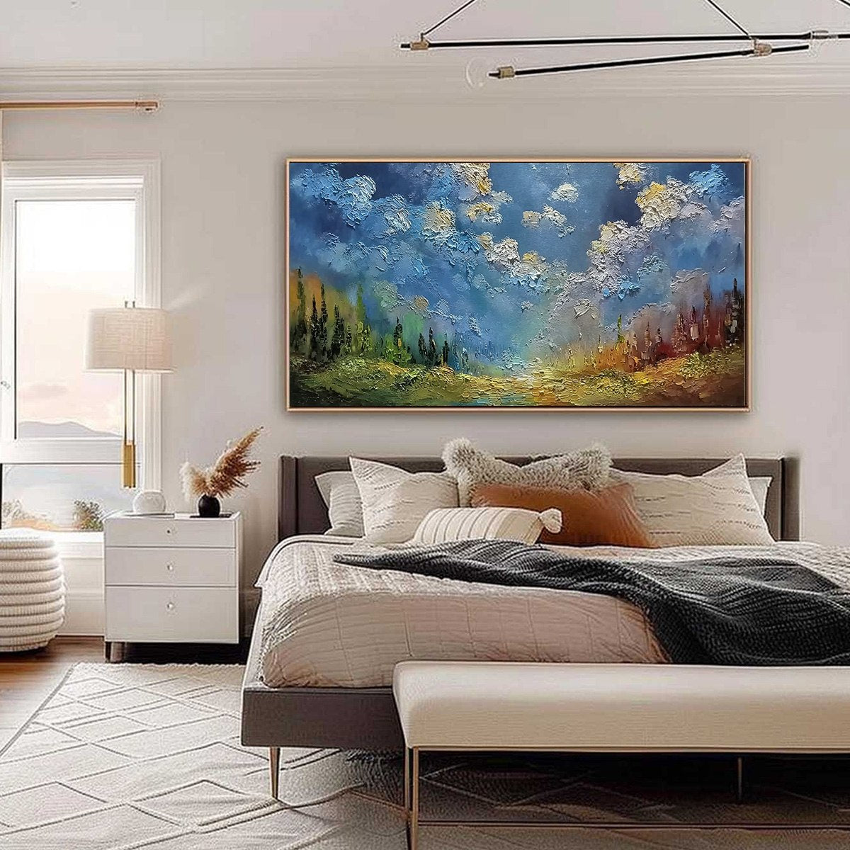 CELESTIAL DIVIDE: Textured Horizontal Impasto Landscape Oil Painting - Image 6