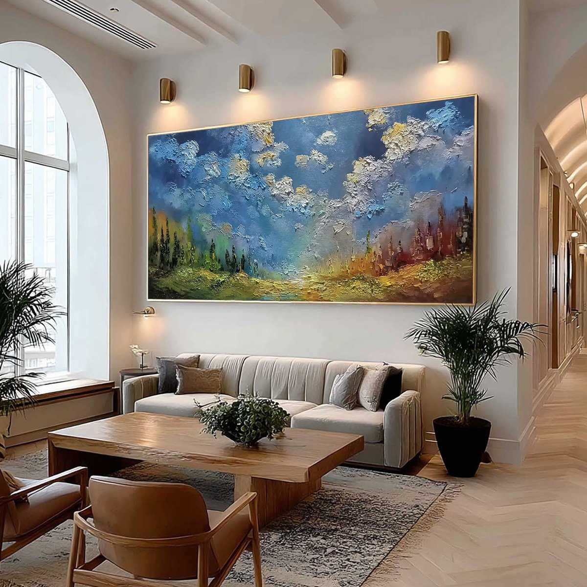 CELESTIAL DIVIDE: Textured Horizontal Impasto Landscape Oil Painting - Image 7