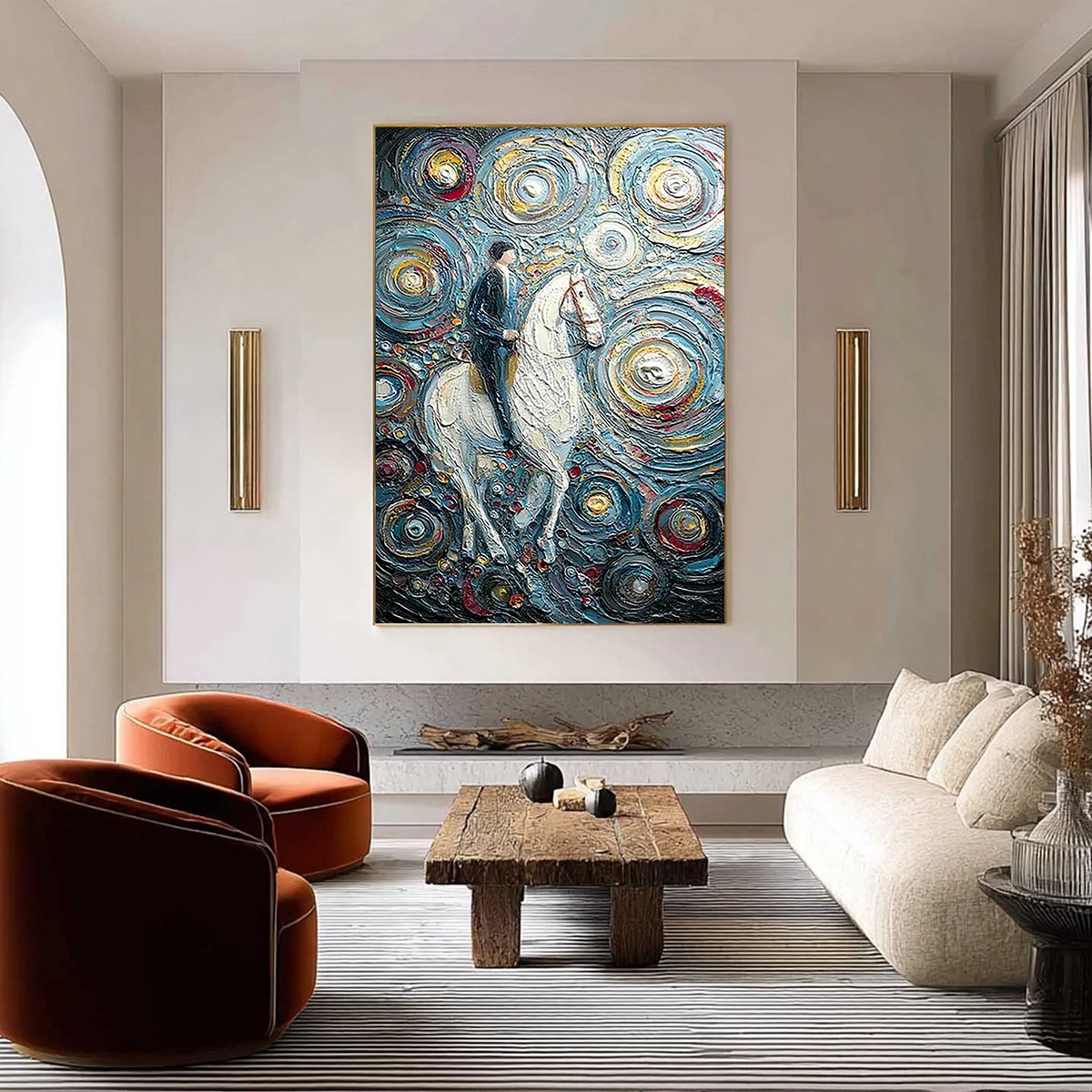 CELESTIAL JOURNEY: Textured Impasto Painting of a Rider - Image 2