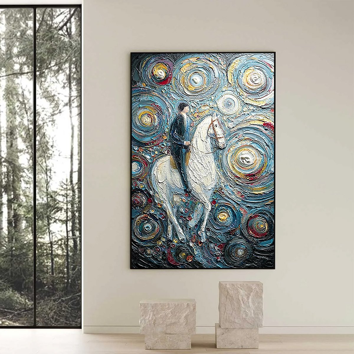 CELESTIAL JOURNEY: Textured Impasto Painting of a Rider - Image 6