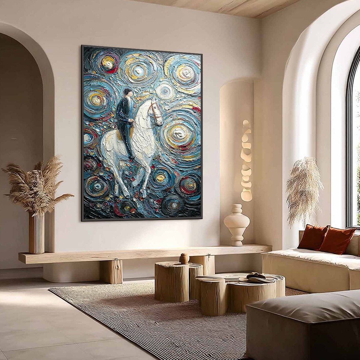 CELESTIAL JOURNEY: Textured Impasto Painting of a Rider - Image 7