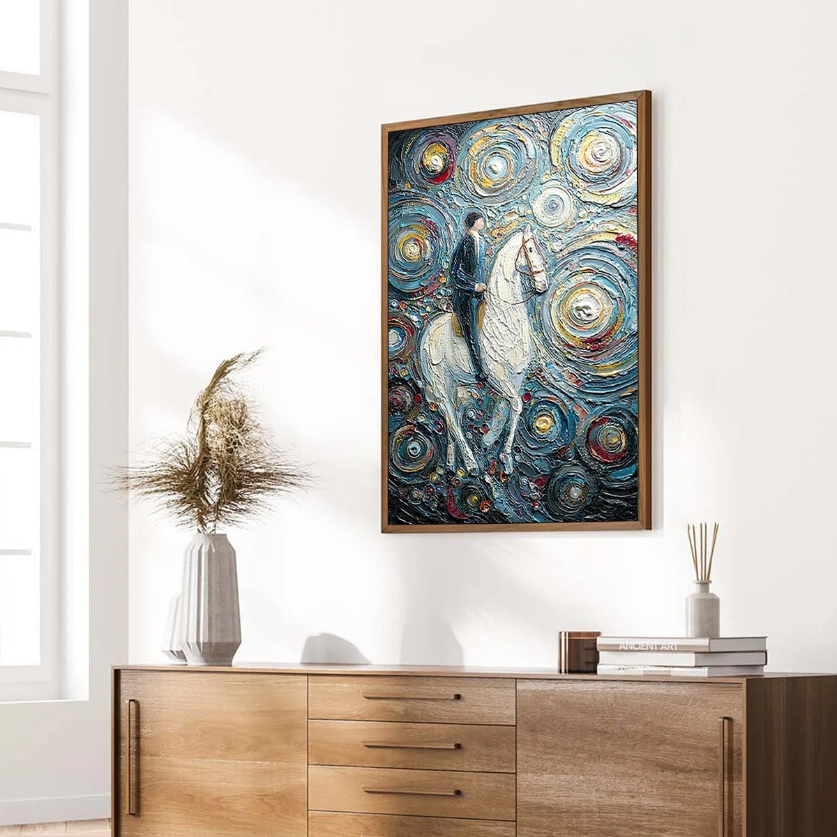 CELESTIAL JOURNEY: Textured Impasto Painting of a Rider - Image 8